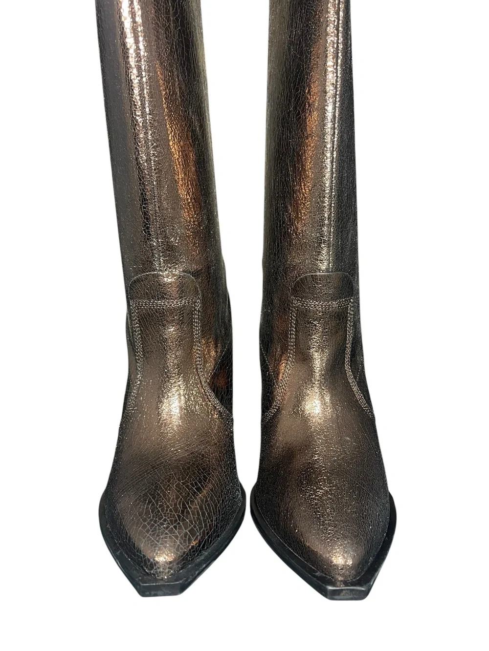 Free People Triple Crown Over The Knee Boots Leather Brown Copper Womens 9 NEW